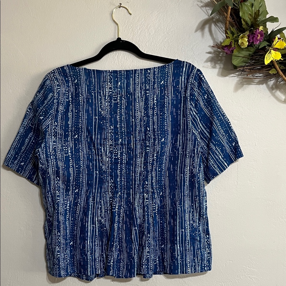 🌺Anthropology Mauve Blue and White Striped Peplum Blouse - Picture 4 of 6